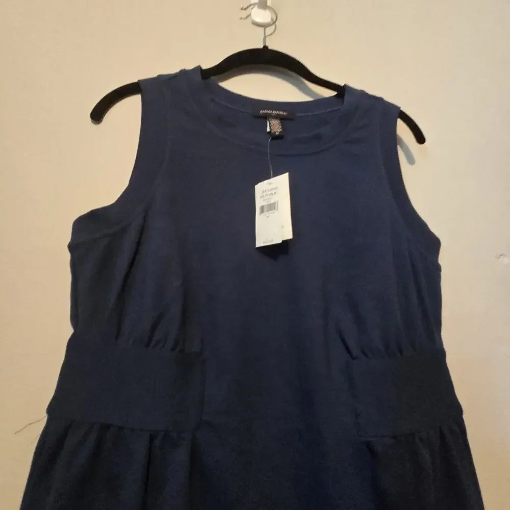 Banana Republic NEW Sleeveless Dress Womens MED Stretch Blue Preppy Business $69 - Picture 2 of 13